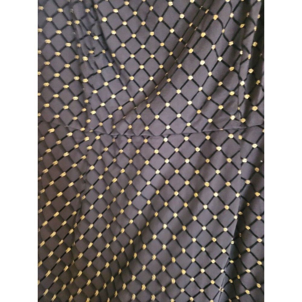 AUW 2X Black Mesh Dress With Gold Glitter Polka Dots Long Sleeve NWT - Picture 4 of 6